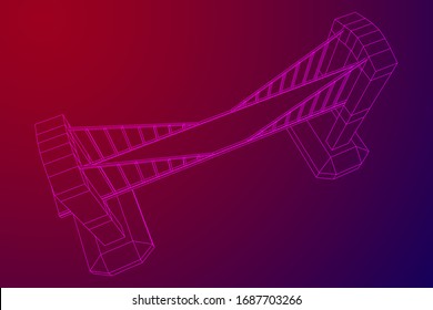 Bridge connection structure. Wireframe low poly mesh vector illustration.