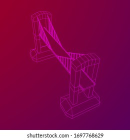 Bridge connection structure. Wireframe low poly mesh vector illustration.