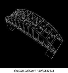 Bridge connection structure. Wireframe low poly mesh vector illustration.