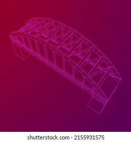 Bridge connection structure. Wireframe low poly mesh vector illustration.