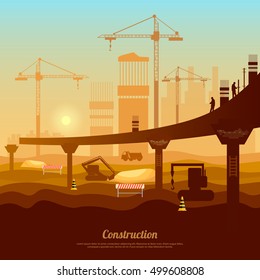 Bridge Construction Professional Modern Large Scale Construction Bridge Industry Background Vector 