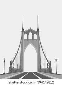 Bridge construction, vector silhouette monochromatic