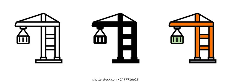 Bridge Crane Icon, overhead crane used for lifting and moving heavy materials across large distances in industrial environments.