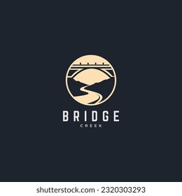 bridge creek logo icon river silhouette | vector graphic illustration