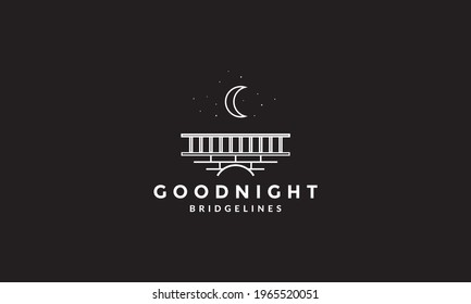 bridge with crescent moon logo vector symbol icon design graphic illustration