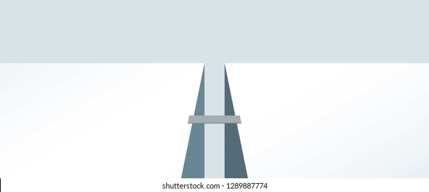 Bridge cross through deep ravine / crack clipart banner, fix damage helping relationship as sign symbol app ui ux web. Simple morden flat design style vector eps 10 isolated on white background