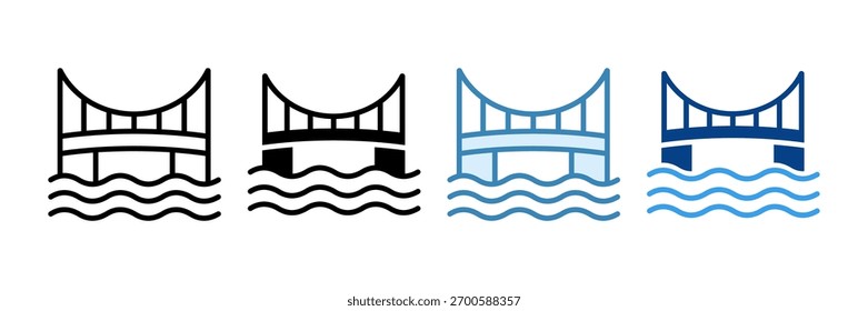 Conjunto de iconos de cruce de puente Colección de estilo múltiple