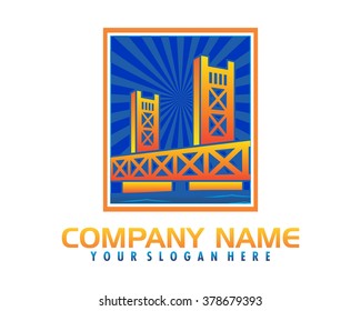 bridge crossing landscape architectural night vector