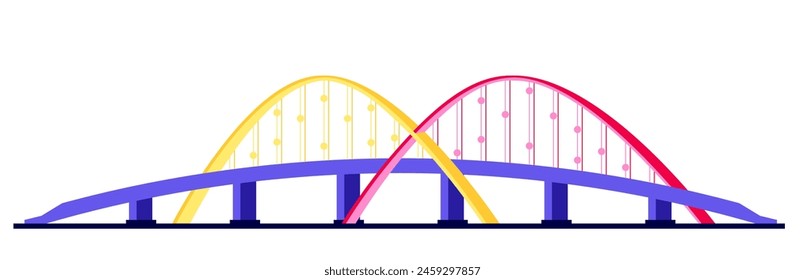 Puente en Daejeon - Imagen aislada de estilo moderno de diseño plano. Ilustración detallada de la atracción principal de la ciudad coreana. La estructura consta de dos Grandes Elementos con cable. Arquitectura