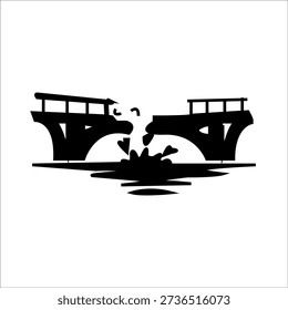  bridge damaged silhouette icon design template