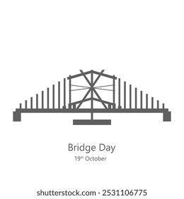 Bridge Day vector, illustration. October 19. Minimal Bridge design.