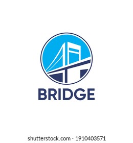 a bridge design logo in shades of sky blue
