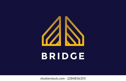 Bridge design logo symbol of cooperation and connection business