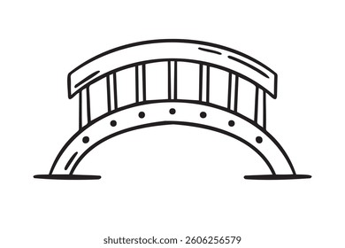 Bridge doodle hand drawn icon. Outline drawing bridge line clipart symbol. Vector illustration