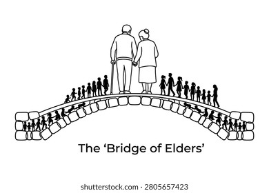Bridge of elders, connecting generations, family legacy, support structure, community, love, togetherness, heritage, future.