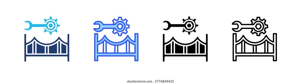 Bridge Engineering Multiple Style Icon Set Collection Pack Web Banner Vector