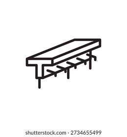 Bridge expansion joint icon. Structural movement and civil engineering, representing deck gap systems, thermal expansion joints, seismic movement hardware, and bridge maintenance infrastructure.