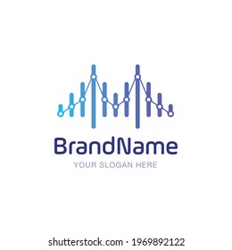 Bridge Finance Bar with Network Link, Connected Dots Logo Design Vector