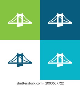 Bridge Flat four color minimal icon set