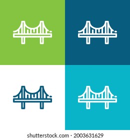 Bridge Flat four color minimal icon set
