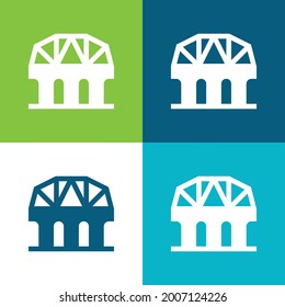 Bridge Flat four color minimal icon set