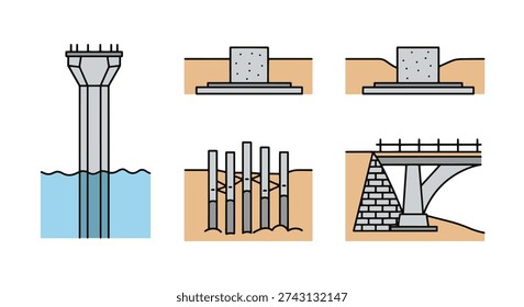 Bridge Footing Line clean bright color illustration
