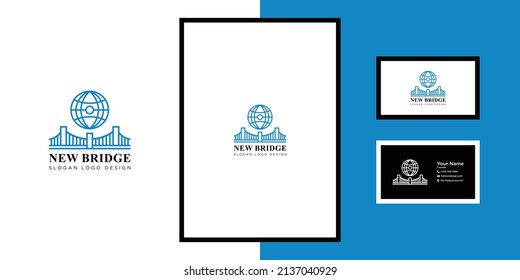 BRIDGE AND GLOBE LOGO DESIGN BRAND IDENTITY TEMPLATE MODERN