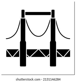 Bridge glyph icon. Structure connecting separate area points. Provides passage over the obstacles. Outline drawing. Engineer structure concept.Filled flat sign. Isolated silhouette vector illustration