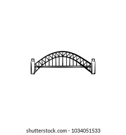 Bridge hand drawn outline doodle icon. Vector sketch illustration of modern bridge architecture for print, web, mobile and infographics isolated on white background.