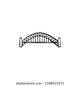Bridge hand drawn outline doodle icon. Architecture construction, city bridge and transportation concept. Vector sketch illustration for print, web, mobile and infographics on white background.