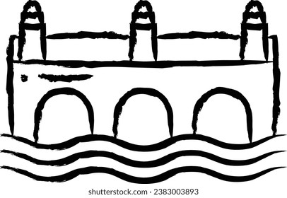 Bridge hand drawn vector illustration