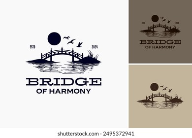 La Plantilla del Logo de Bridge of Harmony simboliza la unidad y la cooperación, ideal para iniciativas comunitarias u organizaciones que promueven la paz. Vector EPS en capas