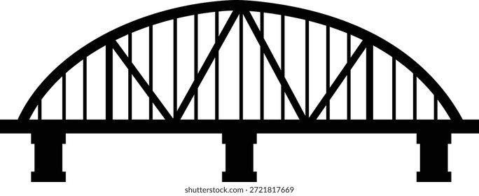 Bridge icon with arch suspension truss viaduct structures in flat style, transportation infrastructure outline illustration for city map UI design