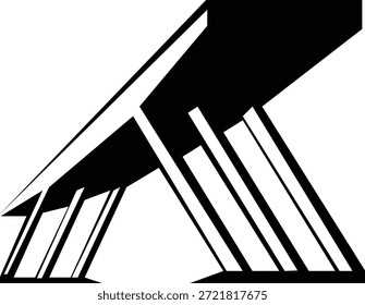 Bridge icon with arch suspension truss viaduct structures in flat style, transportation infrastructure outline illustration for city map UI design