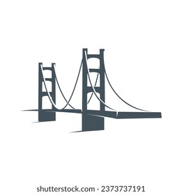 Bridge icon, architecture, building or transportation and construction company vector sign. Bridge silhouette symbol for insurance or investment business, communication technology, travel and industry