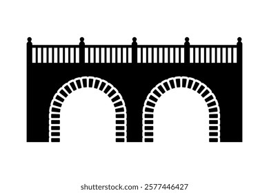 Bridge icon. Black silhouette. Front side view. Vector simple flat graphic illustration. Isolated object on white background. Isolate.