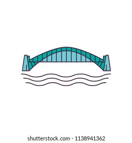 Bridge icon. Cartoon bridge vector icon for web design isolated on white background