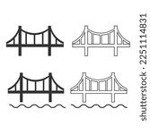 Bridge icon. Connection industrial set line and background vector ilustration.