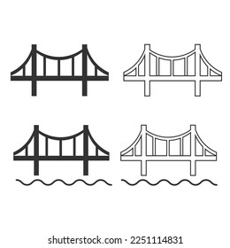 Bridge icon. Connection industrial set line and background vector ilustration.