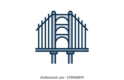 Bridge icon flat style vector illustration.