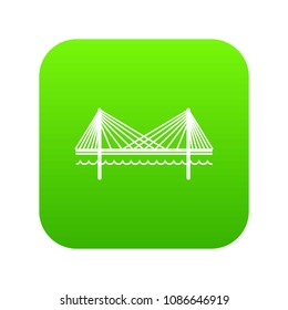 Bridge icon green vector isolated on white background