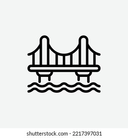  icono puente, icono aislado de esquema urbano en fondo gris claro, perfecto para sitio web, blog, logo, diseño gráfico, medios sociales, interfaz de usuario, aplicación móvil