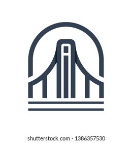 bridge icon with letter I, logo - vector - illustration