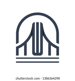 bridge icon with letter W, logo - vector - illustration