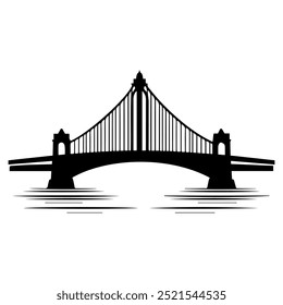 bridge icon or modern line symbol. Vector line art and icon design with bold outline. Black and white Pixel Perfect minimalistic symbol isolated white background. Silhouette simple thin sign