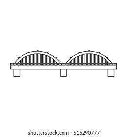 Bridge icon in outline style isolated on white background. Building symbol stock vector illustration.