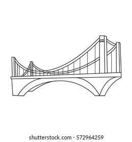 Bridge icon in outline style isolated on white background. Architect symbol stock vector illustration.
