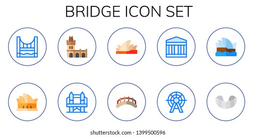 Bridge Icon Set. 10 Flat Bridge Icons.  Simple Modern Icons About  - Golden Gate Bridge, Opera House, Charles London Sydney Opera House, Bridges, British Museum