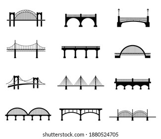 Bridge Icon Set Flat Style Bridge Stock Vector (Royalty Free ...