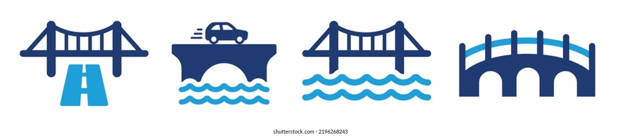 Bridge icon set. Gate bridge and River architecture symbol vector illustration.